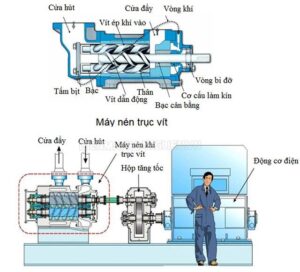 cấu tạo máy nén khí trục vít