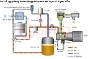 cấu tạo máy nén khí trục vít có dầu